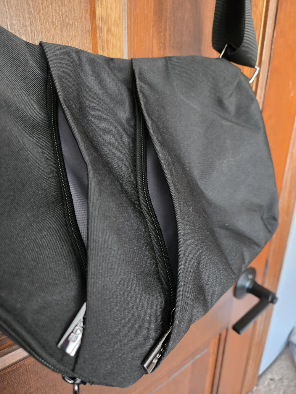 Men's Black Messenger Sling Bag with Adjustable Strap